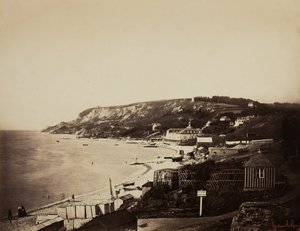 Stranden ved Sainte-Adresse, med Dumont-badene, 185657. av Gustave Le Gray