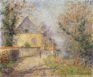 Hus på bredden av L "Eure, Louviers; Maisons au Bord de L" Eure, Louviers, 1902 av Gustave Loiseau
