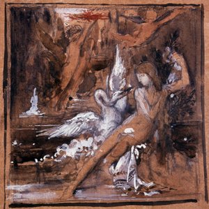Leda og Svanen. Tegning av Gustave Moreau (1826-1898). av Gustave Moreau