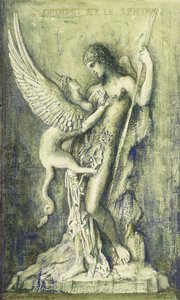 Ødipus og sfinksen; Oedipe et le Sphinx, av Gustave Moreau