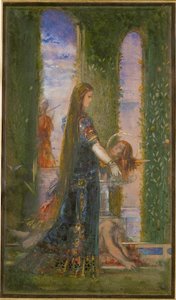 Salome i hagen, eller Salome som bærer hodet til døperen Johannes (akvarell og gouache på papir) av Gustave Moreau
