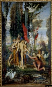 Den greske poeten Hesiode (8. århundre f.Kr.) og musene maleri av Gustave Moreau (1826-1898) 1800-tallet, 263 x 155 cm Paris, Musee Gustave Moreau av Gustave Moreau