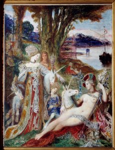 Enhjørningene maleri av Gustave Moreau (1826-1898) 1885, olje på lerret av Gustave Moreau