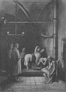 Toalettet i et tilfluktssted av Gustave after Dore