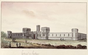 Penitentiary i Pennsylvania, 1831 (penn og blekk og wc på papir) av Gustave de Beaumont