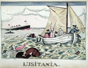 Forliset av Lusitania, 7. mai 1915 (farge litho)