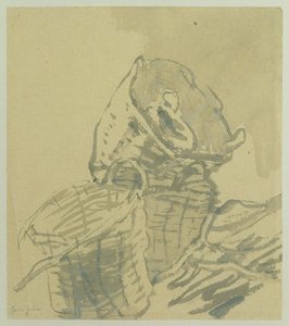 Fishermens Baskets (grå vask på papir) av Gwen John