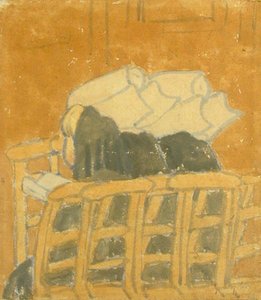 To nonner og en jente i en kirke (gouache på papir) av Gwen John