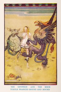 The Gryphon and the Mock Turtle sprang rundt og rundt, fra barnehagen Alice in Wonderland / gjenfortalt for barnehagen av Irene Pearl; bildene av Gwynedd Hudson
