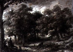 Skoglandskap, med figurer av H.F. 1751 1812 Aylesford