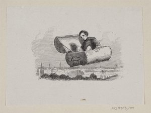 Illustrasjon til "Den flygende kofferten" i H.C. Andersen, "Eventyr og historier", bind 1 av H.P. Hansen