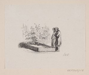 Illustrasjon for "Nabofamiliene" i HC Andersen, "Eventyr og historier", bind 2 av H.P. Hansen