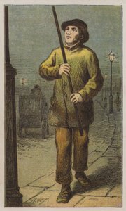 Lamplighter (farge litho) av H.W. (after) Petherick