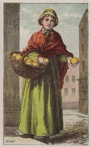 Oransje jente (farge litho) av H.W. (after) Petherick