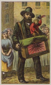 Orgelkvern (farge litho) av H.W. (after) Petherick