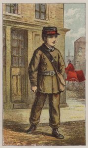 Telegraph Boy (farge litho) av H.W. (after) Petherick