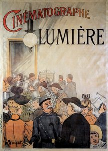 Plakat for kinematografen til brødrene Lumiere på den store kafeen i desember 1895 (illustrasjon)