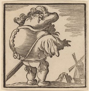 Pukkelrygg stirrer på en vindmølle av H. Numan after Jacques Callot