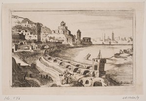 Elvekant med orientalsk by av H. Rosenkilde