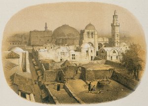 Den hellige gravs kirke i Jerusalem. Etsning av Stelzner - Steinkopk JF Editore av H. Stelzner