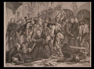 Massakren på prestene i september 1792, gravert av Charles Maurand