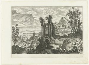 Landskap med bjørnejakt av H. van Schuppen