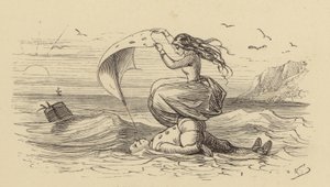 Arabella redder Sur Guy fra å drukne (gravering) av Hablot Knight Browne