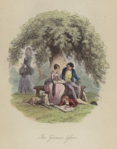 Illustrasjon for Lewis Arundel eller The Railroad of Life av Frank E Smedley (farget gravering) av after Hablot Knight Browne