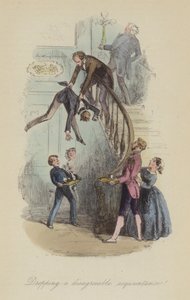 Illustrasjon for Lewis Arundel eller The Railroad of Life av Frank E Smedley (farget gravering) av after Hablot Knight Browne