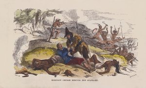 Robinson Crusoe redder spanjolen (farget gravering) av after Hablot Knight Browne