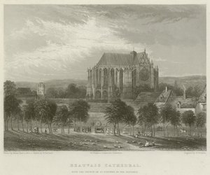 Beauvais-katedralen, med kirken St Etienne i det fjerne av Hablot Knight Browne