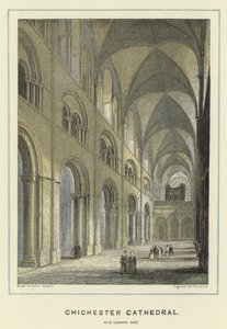 Chichester Cathedral, skip med utsikt mot øst av Hablot Knight Browne