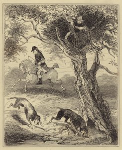 Dick Turpin jaget av Blood-hounds av Hablot Knight Browne