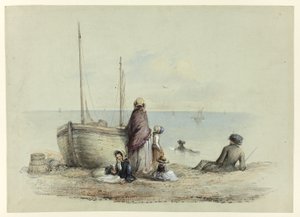 Familie på en strand av Hablot Knight Browne