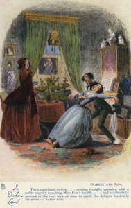 I Dickens Land - Dombey and Son-postkort, ca. 1907 av Hablot Knight Browne