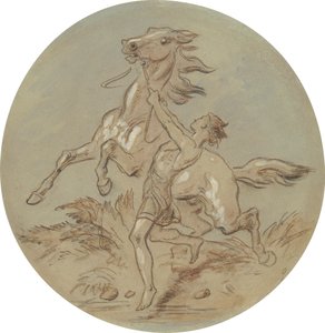 En av atten design for en serie plater som illustrerer Venus og Adonis av Hablot Knight Browne