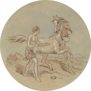 En av atten design for en serie plater som illustrerer Venus og Adonis av Hablot Knight Browne
