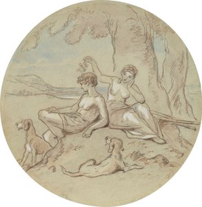 En av atten design for en serie plater som illustrerer Venus og Adonis av Hablot Knight Browne