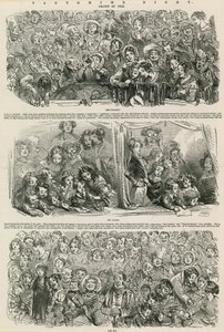 Pantomime Night: The Gallery, The Boxes, The Pit (gravering) av Hablot Knight Browne