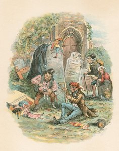 Scene fra The Old Curiosity Shop av Charles Dickens, 1841 av Hablot Knight Browne