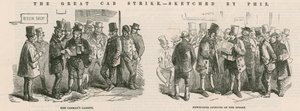The Great Cab Strike - skisser av Phiz av Hablot Knight Browne