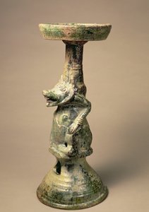 Tidlig kinesisk keramikklampe, gravartefakt, Han-dynastiet, 25-220 e.Kr. (keramikk)