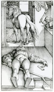 Sovende brudgom og trollkvinne av Hans (after) Baldung Grien