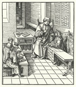 Erkehertug Maximilian av Østerrike på skolen som barn (gravering) av Hans (after) Burgkmair