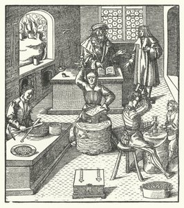 Erkehertug Maximilian av Østerrike ved myntverket (gravering) av Hans (after) Burgkmair