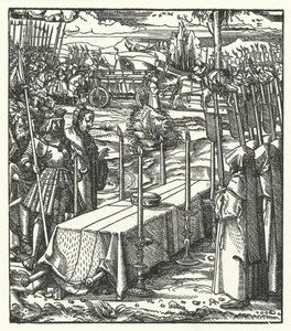 Erkehertug Maximilian av Østerrike ved siden av kisten til den myrdede Louis de Bourbon, prins-biskop av Liege
