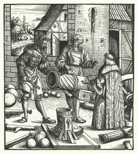 Erkehertug Maximilian av Østerrike rådgiver våpensmeder (gravering) av Hans (after) Burgkmair