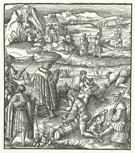 Erkehertug Maximilian av Østerrike fisker (gravering) av Hans (after) Burgkmair