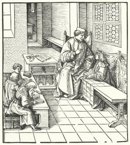 Maximilian mottar instruksjon (gravering) av Hans (after) Burgkmair