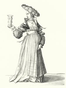 Kostyme til en kvinne fra Basel (gravering) av Hans (after) Holbein the Younger